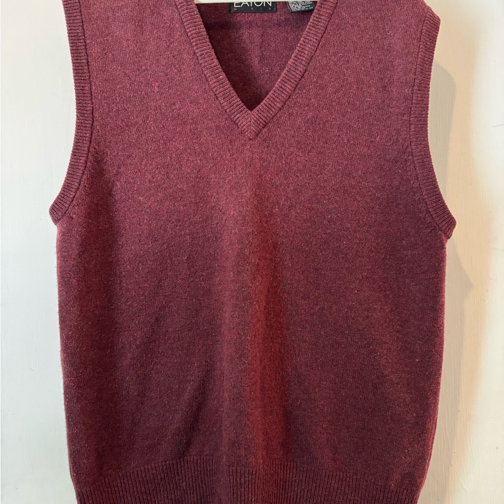 Eaton Burgundy Sleeveless Sweater Vest